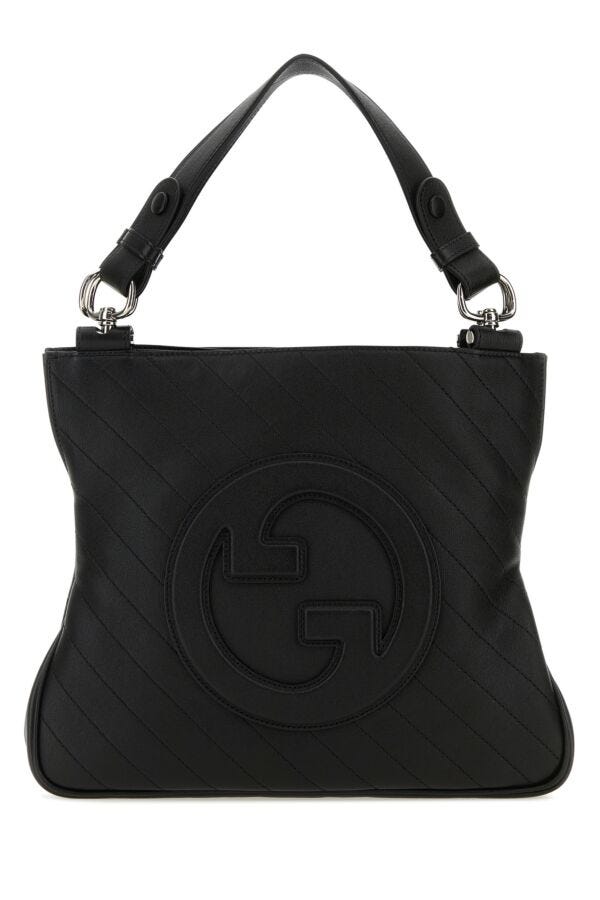 Gucci Woman Black Leather Small Gucci Blondie Shopping Bag