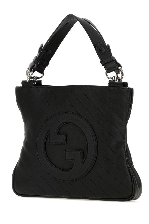 Gucci Woman Black Leather Small Gucci Blondie Shopping Bag