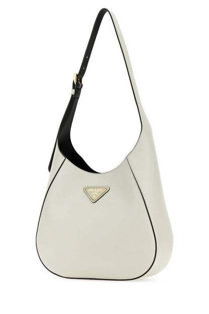 Prada Woman White Leather Shoulder Bag