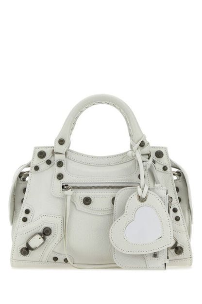 Balenciaga Woman White Nappa Leather Neo Cagole Xs Handbag