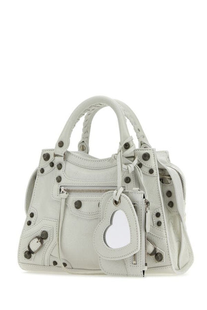 Balenciaga Woman White Nappa Leather Neo Cagole Xs Handbag