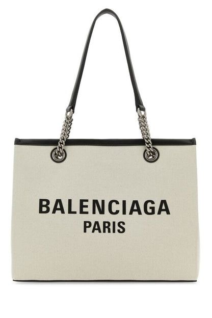 Balenciaga Woman Ivory Canvas M Duty Free Shopping Bag