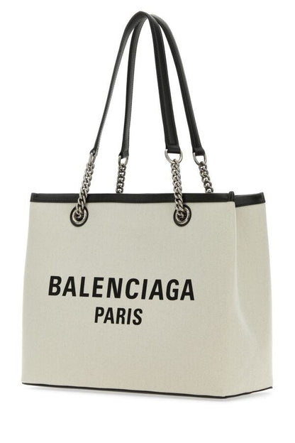 Balenciaga Woman Ivory Canvas M Duty Free Shopping Bag