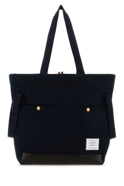 Thom Browne Man Midnight Blue Canvas Shopping Bag