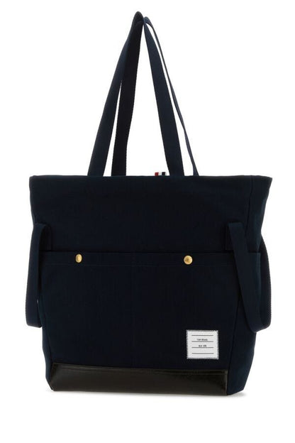 Thom Browne Man Midnight Blue Canvas Shopping Bag