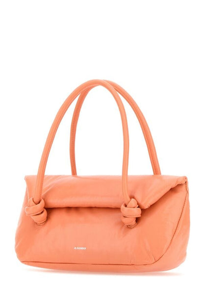 Jil Sander Woman Peach Pink Leather Small Knot Handle Handbag