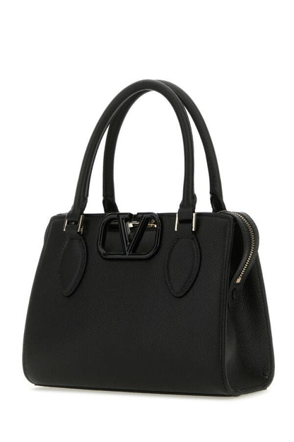 Valentino Garavani Woman Black Leather Vlogo Handbag