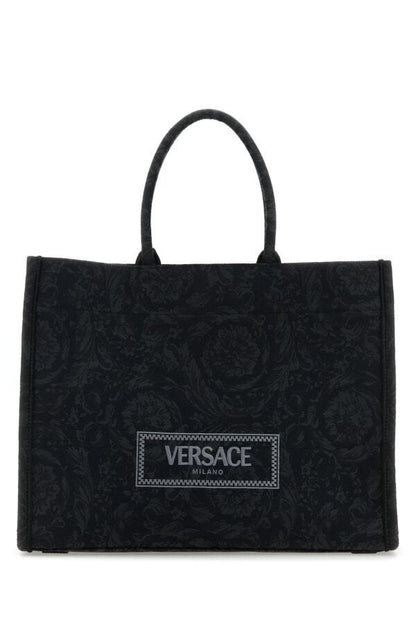 Versace Woman Embroidered Fabric Big Athena Shopping Bag