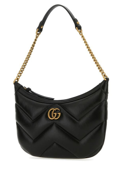 Gucci Woman Black Leather Gg Marmont Shoulder Bag