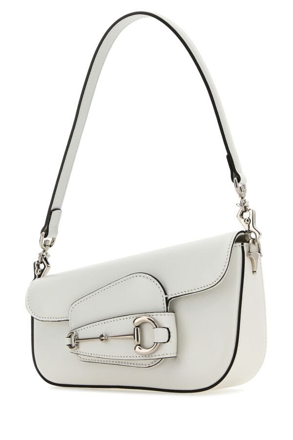 Gucci Woman White Leather Mini Gucci Horsebit 1955 Handbag