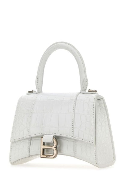 Balenciaga Woman White Leather Xs Hourglass Handbag