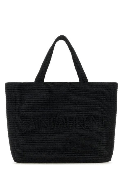 Saint Laurent Man Black Raffia Saint Laurent Shopping Bag