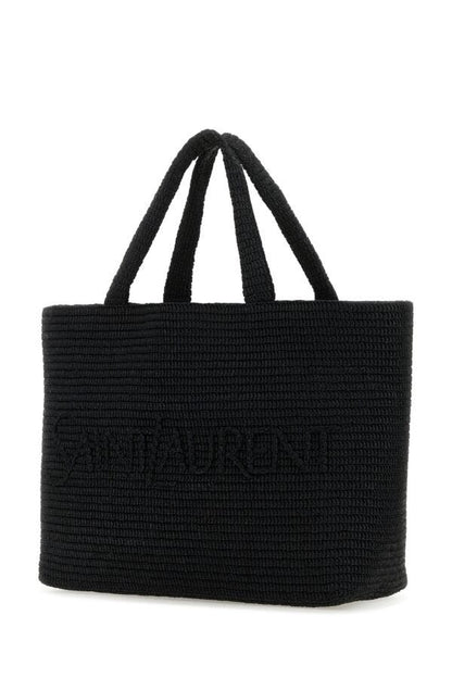 Saint Laurent Man Black Raffia Saint Laurent Shopping Bag