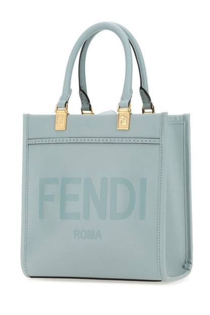 Fendi Woman Powder Blue Leather Small Sunshine Shopping Bag