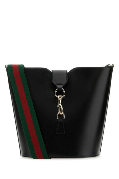 Gucci Woman Black Leather Small Bucket Bag