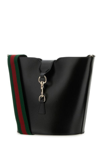 Gucci Woman Black Leather Small Bucket Bag