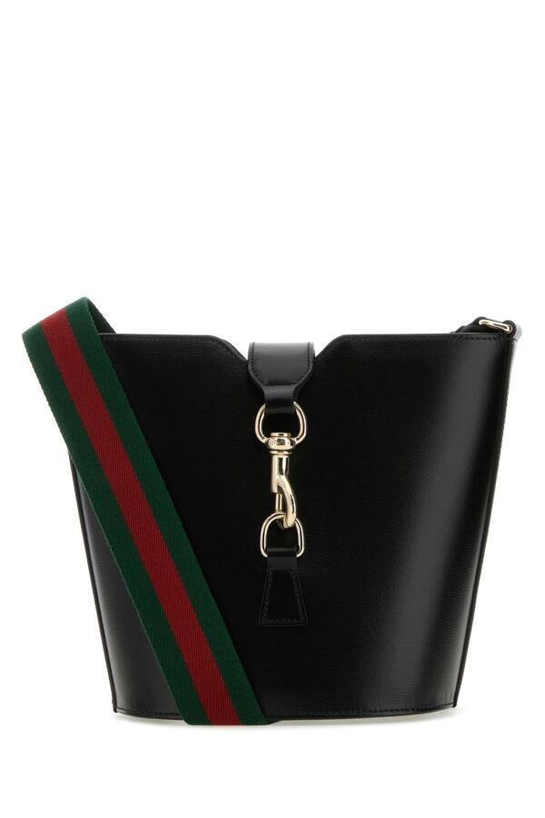 Gucci Woman Black Leather Mini Bucket Bag