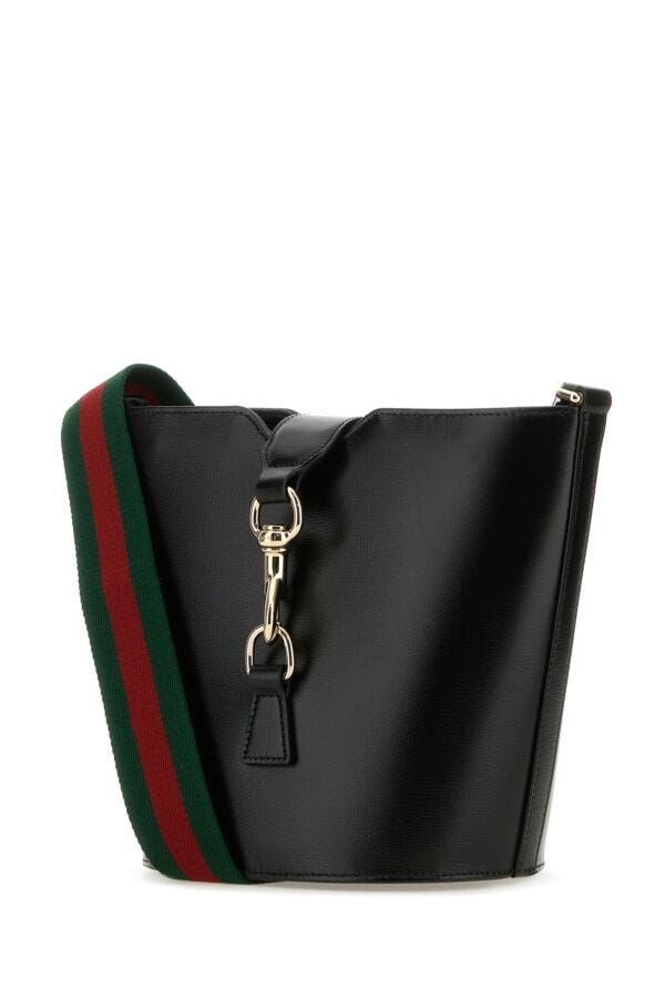 Gucci Woman Black Leather Mini Bucket Bag