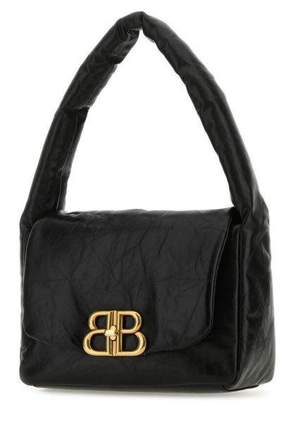 Balenciaga Woman Black Nappa Leather Small Monaco Shoulder Bag