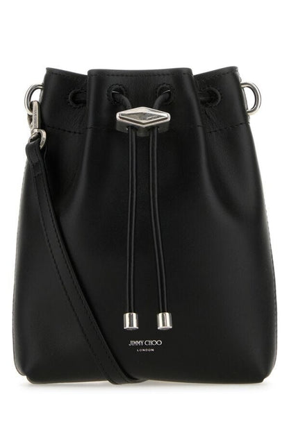 Jimmy Choo Woman Black Leather Bon Bon Bucket Bag