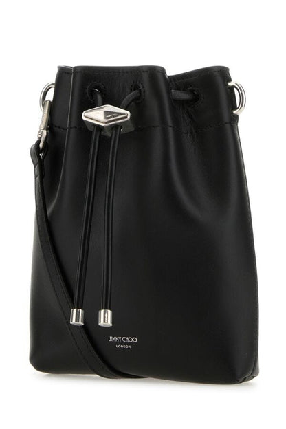 Jimmy Choo Woman Black Leather Bon Bon Bucket Bag