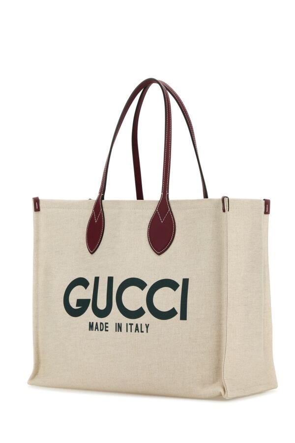 Gucci Woman Sand Canvas Shopping Bag