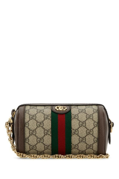 Gucci Woman Gg Supreme Ad Leather Mini Ophidia Shoulder Bag