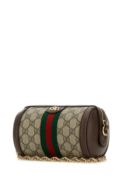 Gucci Woman Gg Supreme Ad Leather Mini Ophidia Shoulder Bag