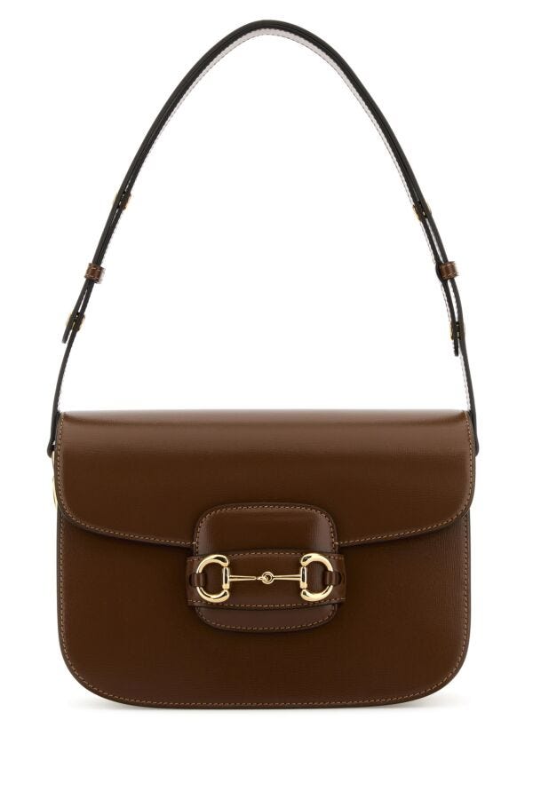 Gucci Woman Brown Leather 1955 Horsebit Shoulder Bag