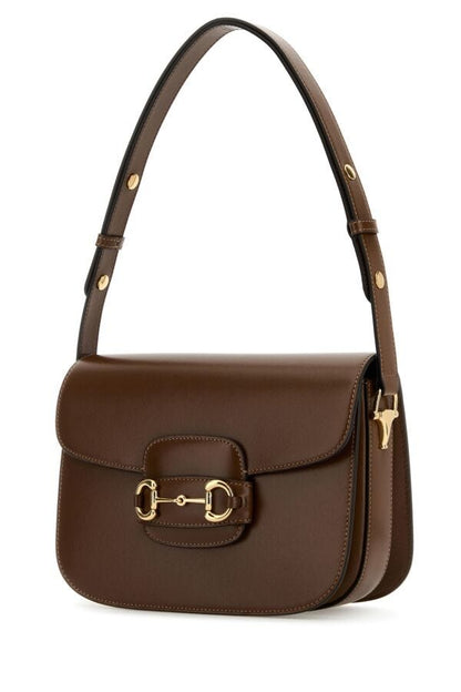 Gucci Woman Brown Leather 1955 Horsebit Shoulder Bag