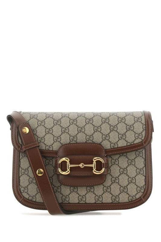 Gucci Woman Gg Supreme Fabric And Leather Horsebit 1955 Shoulder Bag