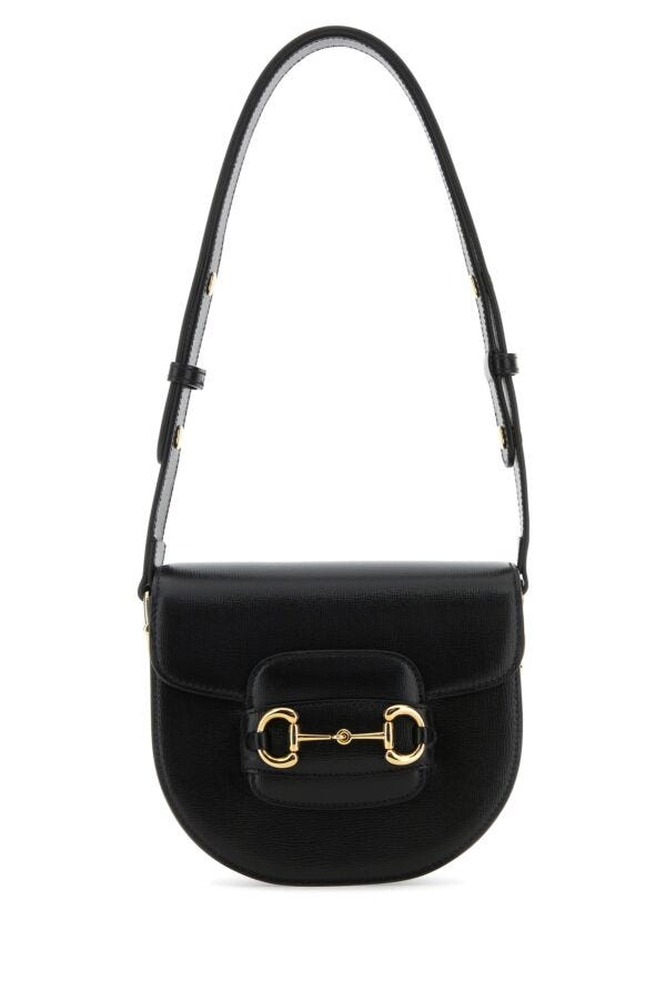 Gucci Woman Black Leather Mini Gucci Horsebit 1955 Shoulder Bag