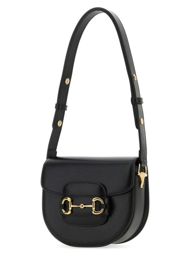 Gucci Woman Black Leather Mini Gucci Horsebit 1955 Shoulder Bag