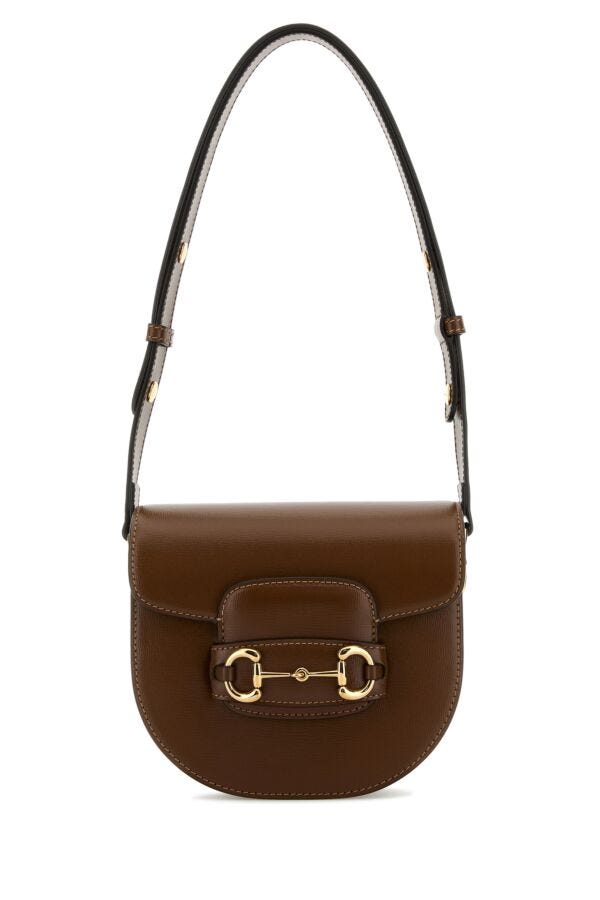 Gucci Woman Brown Leather Mini Gucci Horsebit 1955 Shoulder Bag