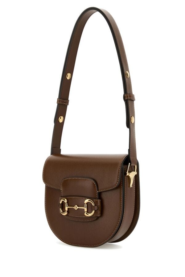 Gucci Woman Brown Leather Mini Gucci Horsebit 1955 Shoulder Bag