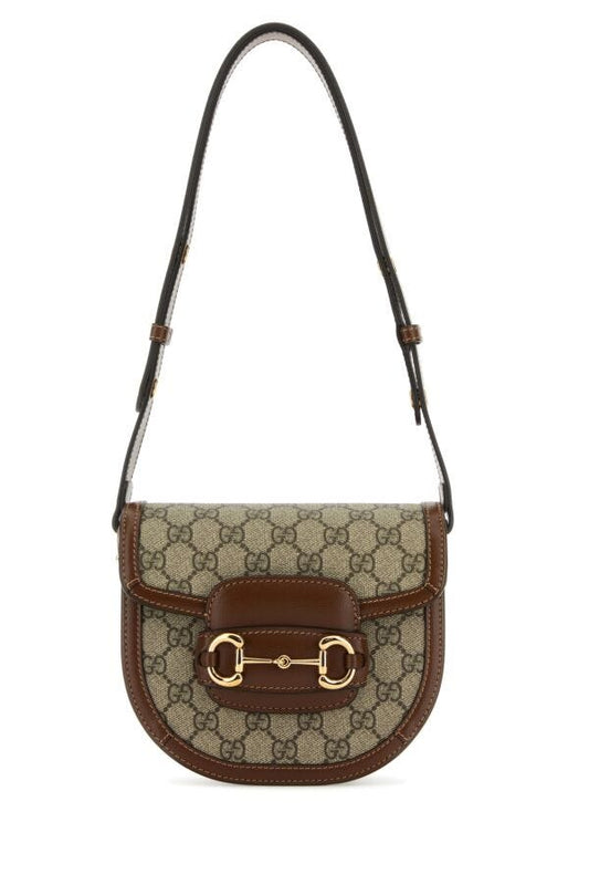 Gucci Woman Gg Supreme Fabric And Leather Gucci Horsebit 1955 Shoulder Bag