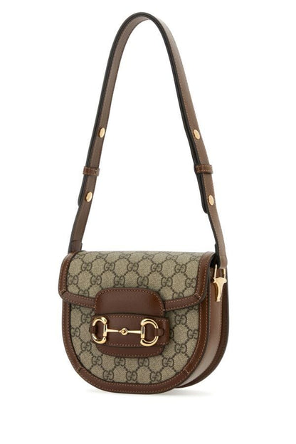 Gucci Woman Gg Supreme Fabric And Leather Gucci Horsebit 1955 Shoulder Bag