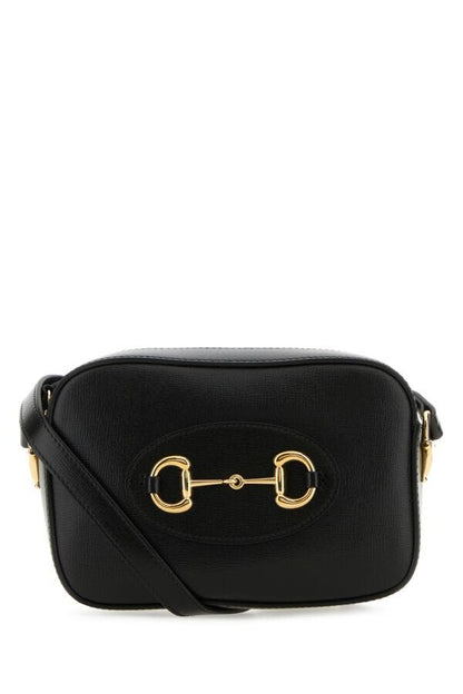 Gucci Woman Black Leather Gucci Horsebit 1955 Crossbody Bag