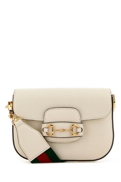 Gucci Woman Ivory Leather Mini Horsebit 1955 Shoulder Bag