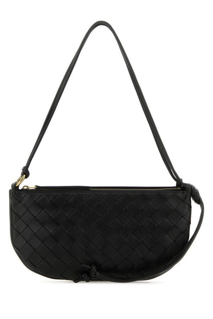 Bottega Veneta Woman Black Leather Gemelli Shoulder Bag