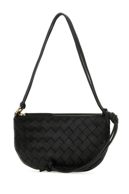 Bottega Veneta Woman Black Leather Gemelli Shoulder Bag