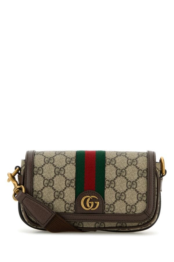 Gucci Man Gg Supreme Ad Leather Mini Ophidia Crossbody Bag