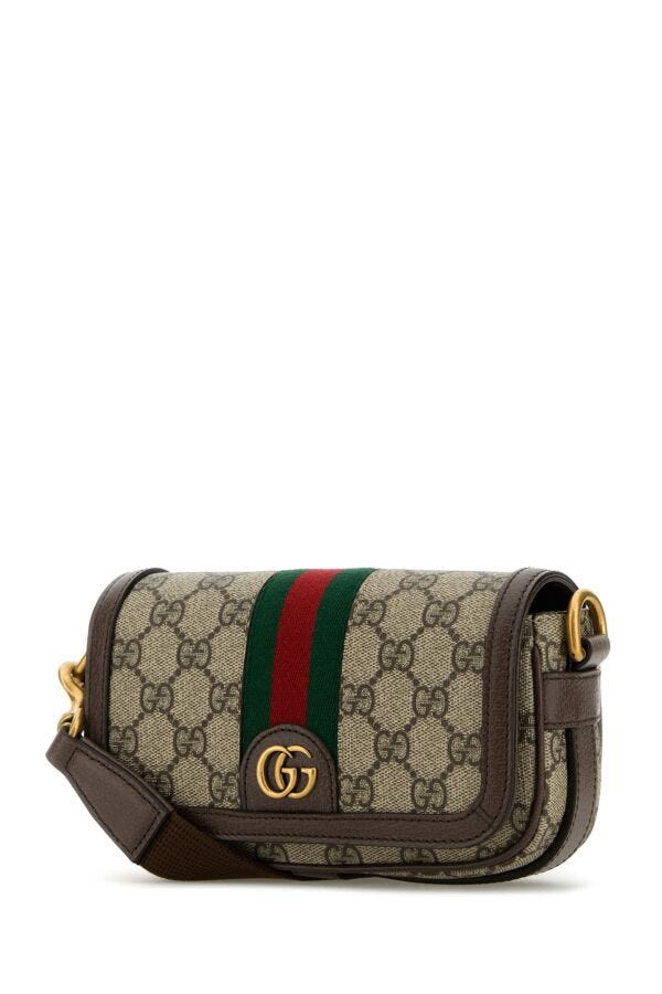 Gucci Man Gg Supreme Ad Leather Mini Ophidia Crossbody Bag