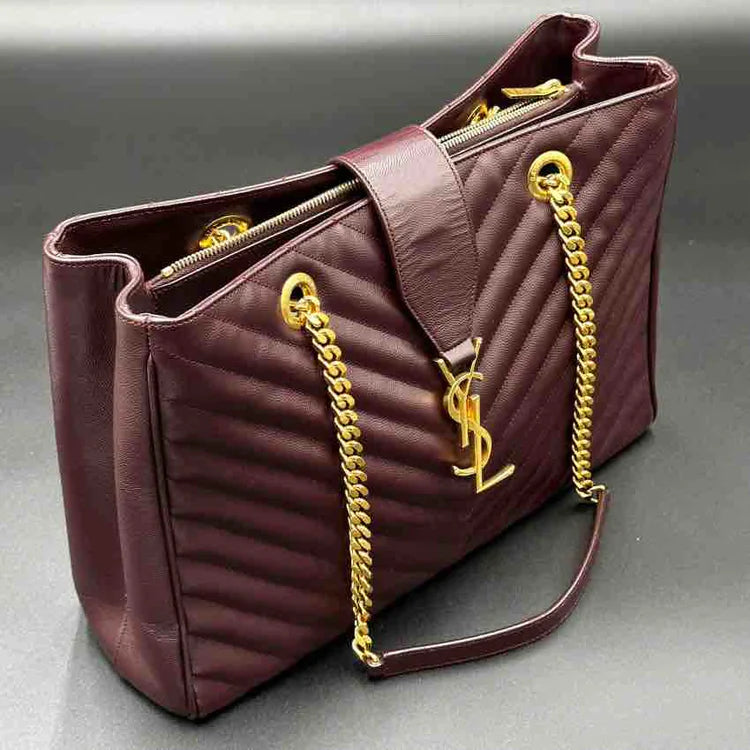 Ysl Classic Monogram Envelope Satchel Matelasse Chevron, Burgundy Leather, Large