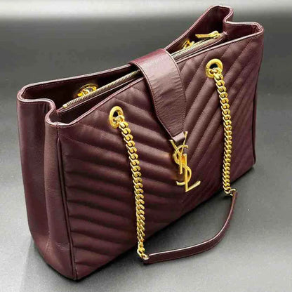 Ysl Classic Monogram Envelope Satchel Matelasse Chevron, Burgundy Leather, Large