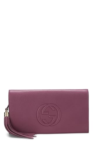 Gucci,  Purple Grained Leather Soho Clutch, Purple