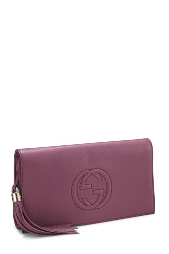 Gucci,  Purple Grained Leather Soho Clutch, Purple