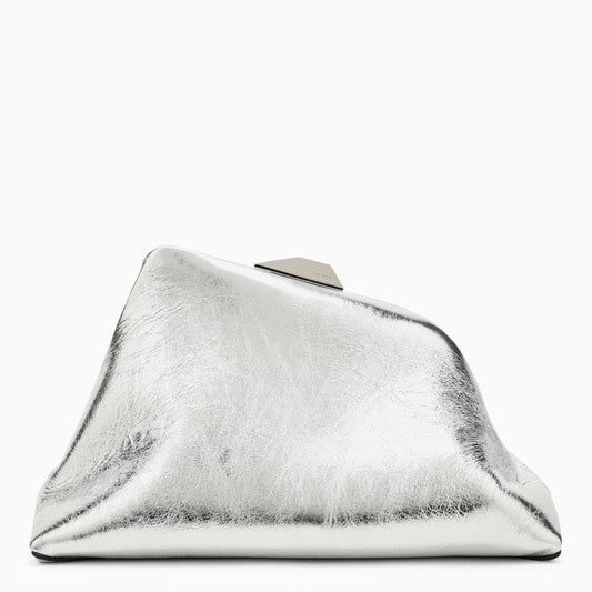 The Attico Day Off Silver Leather Clutch Bag Women