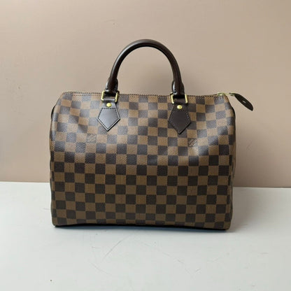 Louis Vuitton Damier Ebene Speedy 30 Brown Canvas Satchel Handbag