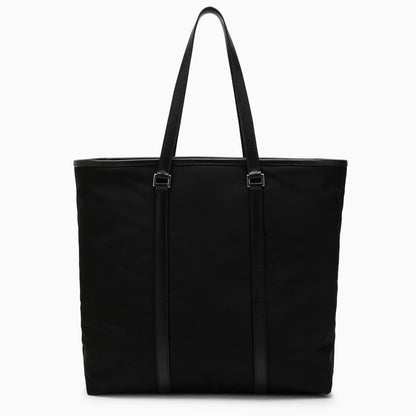 Prada Black Re-Nylon And Leather Tote Bag Men